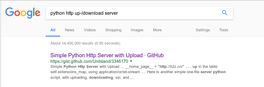 "python http up/download server" google search